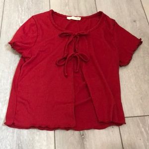 Red size S split tie T-shirt